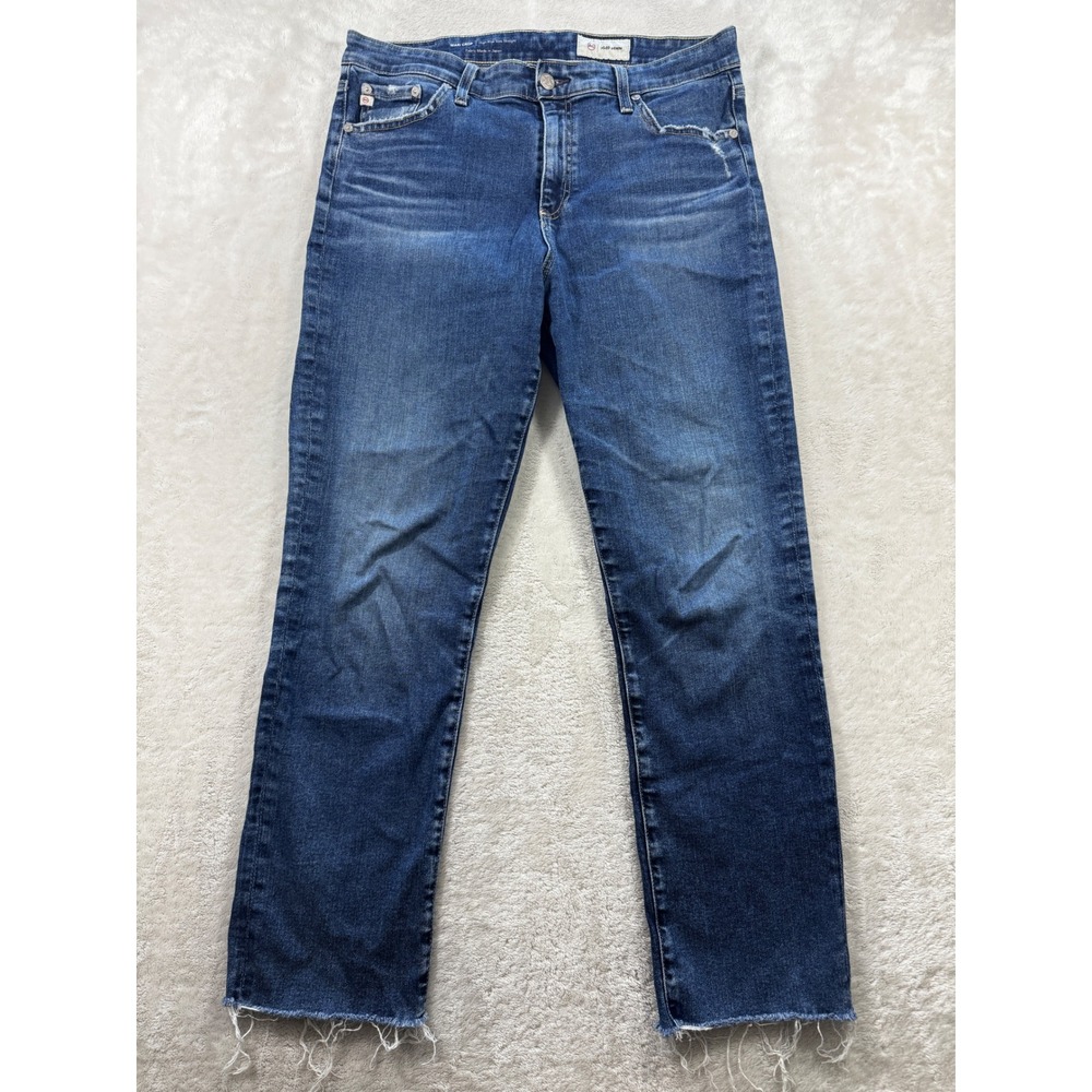 AG Adriano Goldschmied Womens Mari Crop Slim Straight Blue Jean 32 Meas: 33x27.5